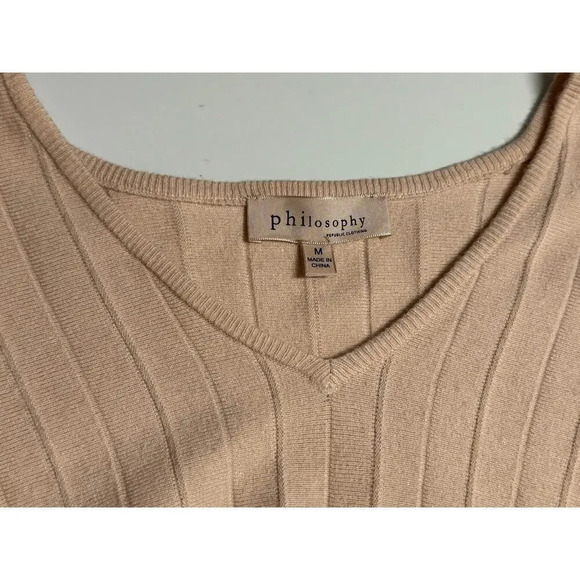 Philosophy Womens peach Knit Sweater V-Neck Pullover Size Medium Pink - Picture 4 of 6